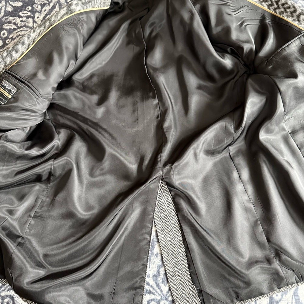 Vintage Haggar Imperial Black & White Herringbone Blazer | Made in USA | 44R - Picture 11 of 14